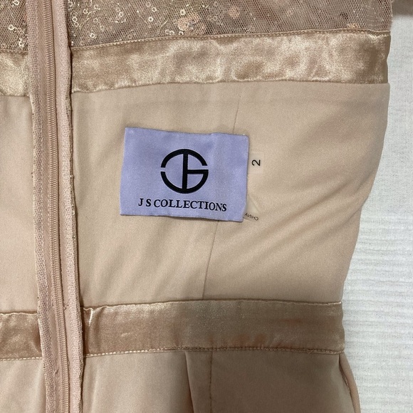 JS Collections Maisie Illusion Column Gown in Rose Gold - Picture 8 of 16